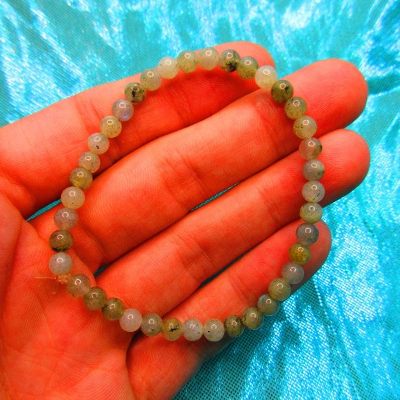 Labradorite 4mm Round 7" Stretchy Gemstone Bracelet - Picture 1 of 3